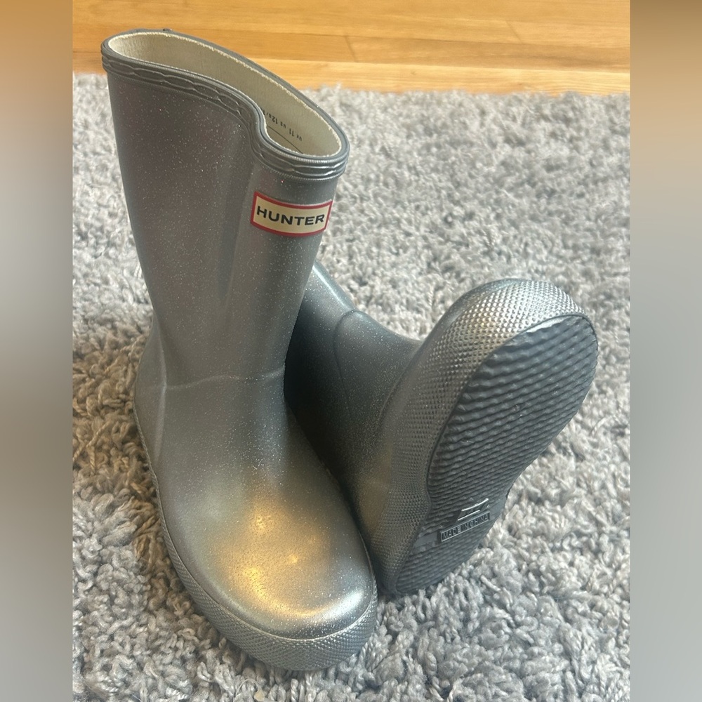 Hunter Toddler Silver Sparkly Rain Boots